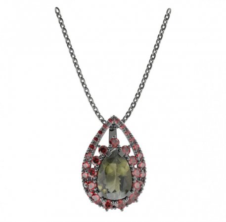 BG pendant drop stone  505-90 - Metal: Silver 925 - rhodium, Stone: Garnet