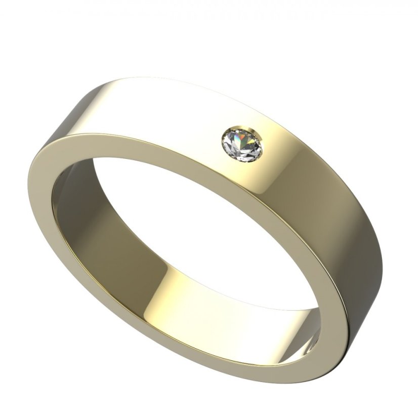 BG zlatý snubní prsten 656/17mh5 Pánský Žluté zlato - 585 Diamant