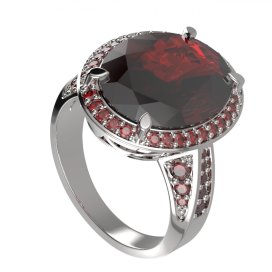 BG prsten oválný 648 Bílé zlato - 585 Granát