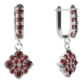 BG  náušnice 317 Stříbro 925 - rhodium Granát