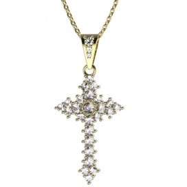 BG zlatý diamantový přívěšek křížek 264 Žluté zlato - 585 Diamant lab-grown