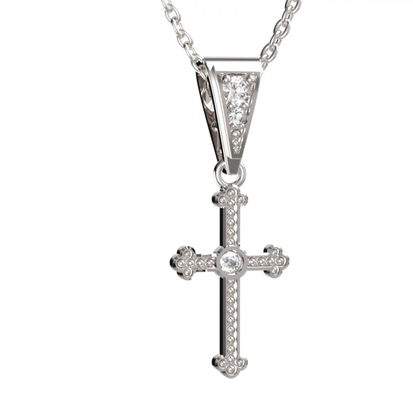 BG zlatý přívěšek křížek 1110 Bílé zlato - 585 Diamant