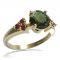 BG prsten s kulatým kamenem 474-U - Kov: Stříbro 925 - rhodium, Kámen: Vltavín a granát