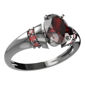 BG prsten oválný kámen 478-K Stříbro 925 - ruthenium (30-90dní) Granát