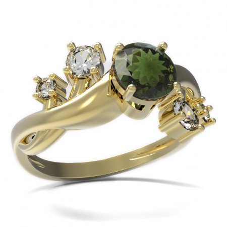 BG prsten s kulatým kamenem 473-P - Kov: Stříbro 925 - rhodium, Kámen: Granát
