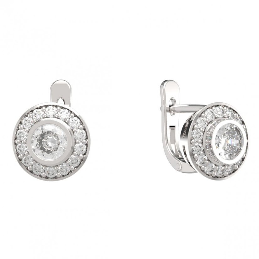 BG zlaté diamantové náušnice -  754 Bílé zlato - 585 Diamant lab-grown