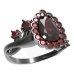 BG prsten s kapkovitým kamenem 519-P - Kov: Stříbro 925 - rhodium, Kámen: Granát
