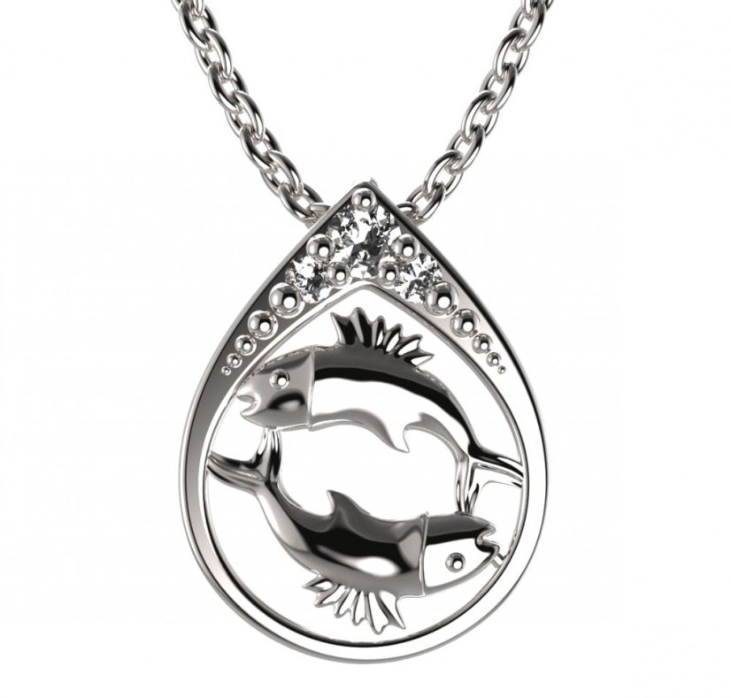 BG zlatý přívěšek Ryby 047 Bílé zlato - 585 Diamant