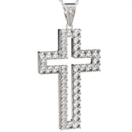 BG zlatý přívěšek křížek 238 Bílé zlato - 585 Bílý kubický zirkon