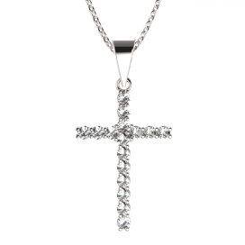 BG zlatý diamantový přívěšek křížek 259 Bílé zlato - 585 Diamant lab-grown