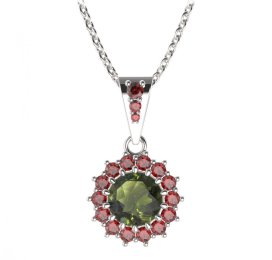 BG přívěs kulatý 096-2 Stříbro 925 - rhodium Vltavín a granát