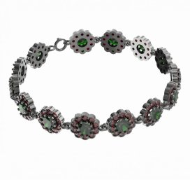 BG náramek 293 Stříbro 925 - ruthenium (30-90dní) Vltavín a granát