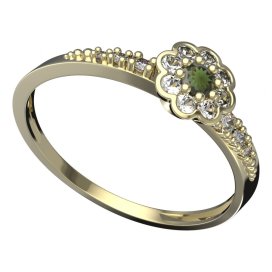 BG vltavínový prsten 552D Žluté zlato - 585 Vltavín a diamant