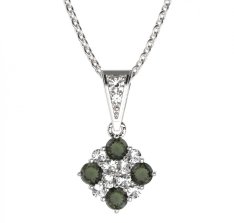 BG přívěšek 317 Stříbro 925 - rhodium Vltavín a  kubický zirkon