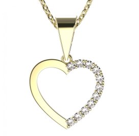 BG zlatý diamantový přívěšek srdíčko 1264 Žluté zlato - 585 Diamant lab-grown