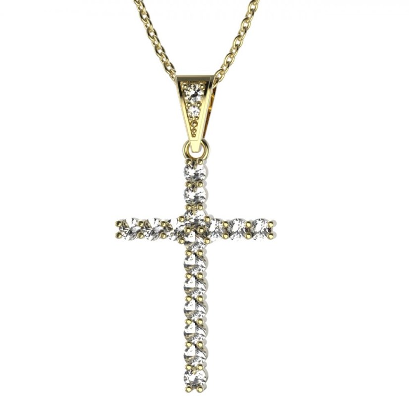 BG zlatý diamantový přívěšek křížek 259 Žluté zlato - 585 Diamant lab-grown