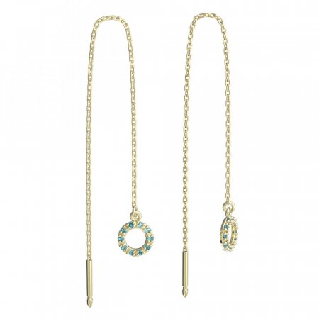BeKid, Gold kids earrings -836 - Switching on: Chain 9 cm, Metal: Yellow gold 585, Stone: Light blue cubic zircon