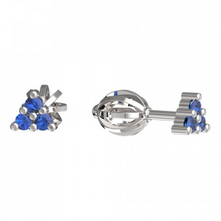 BeKid, Gold kids earrings -773 - Switching on: Screw, Metal: White gold 585, Stone: Dark blue cubic zircon