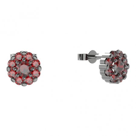 BG earring circular -  088 - Metal: Silver 925 - rhodium, Stone: Garnet