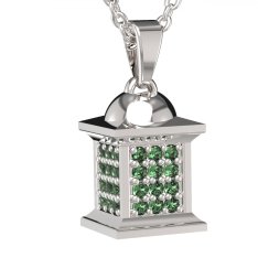 BG zlatý přívěšek - Lucerna 803 Bílé zlato - 585 Zelený kubický zirkon