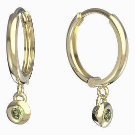 BeKid dětské náušnice 732 Žluté zlato - 585 Zelený kubický zirkon