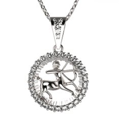 BG zlatý diamantový přívěšek Střelec 045 Bílé zlato - 585 Diamant lab-grown