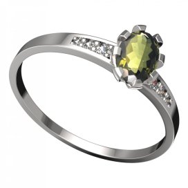 BG vltavínový prsten 560J Bílé zlato - 585 Vltavín a diamant