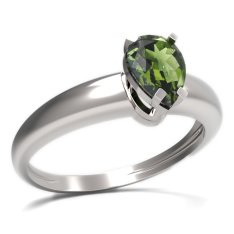 BG prsten s kapkovitým kamenem 495-I Bílé zlato - 585 Vltavín