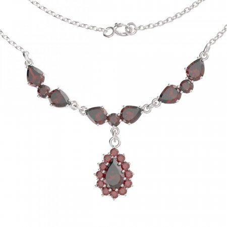BG náhrdelník vsazeny kameny : vltavín a granát  254/186 - Kov: Stříbro 925 - rhodium, Kámen: Granát