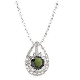 BG přívěs kruhováho tvaru 511-90 Stříbro 925 - rhodium Vltavín a  kubický zirkon