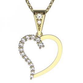 BG zlatý diamantový přívěšek srdíčko 1253 Žluté zlato - 585 Diamant lab-grown