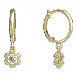 BeKid dětské náušnice šestilístek 854 Žluté zlato - 585 Diamant