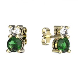 BG zlaté náušnice 746 Žluté zlato - 585 Zelený kubický zirkon