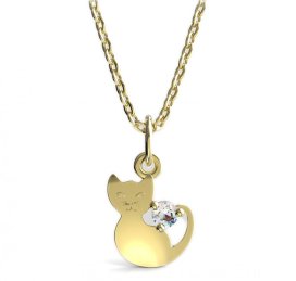 BeKid dětský zlatý přívěsek  1276 - kočička Žluté zlato - 585 Diamant