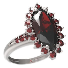 BG prsten oválný kámen 513-J Stříbro 925 - rhodium Granát