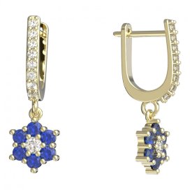 BeKid dětské náušnice hvězdička 109 Žluté zlato - 585 Tmavě modrý kubický zirkon