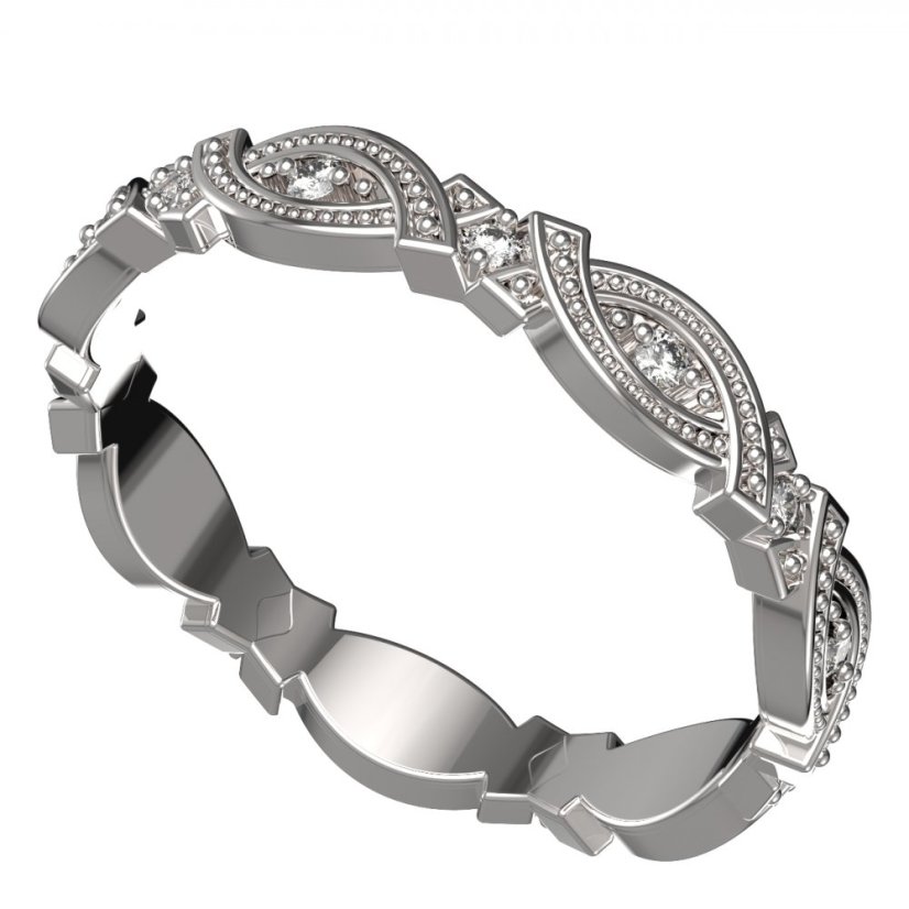 BG zlatý  prstýnek 1147 Bílé zlato - 585 Diamant