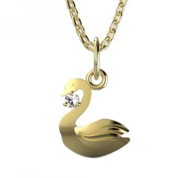 BeKid dětský zlatý přívěsek  1278 - labuť Žluté zlato - 585 Diamant