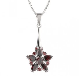 BG přívěs ve tvaru hvězdy 521-C Stříbro 925 - rhodium Granát