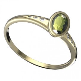 BG vltavínový prsten 559K Žluté zlato - 585 Vltavín a diamant