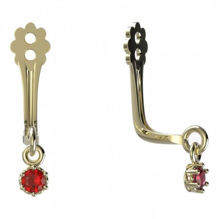 BeKid Gold earrings components I2 - Metal: Yellow gold 585, Stone: Red cubic zircon