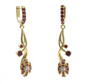 BG náušnice s přírodní perlou 537-P93 Stříbro 925 - pozlacené Granát a perla