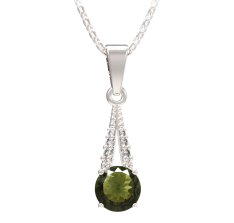 BG přívěs ktlhového tvatl 473-G Stříbro 925 - rhodium Vltavín a  kubický zirkon