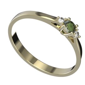BG zlatý vltavínový prstýnek 1439 Žluté zlato - 585 Vltavín a diamant
