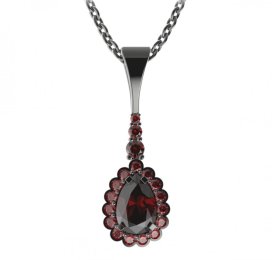 BG přívěs s centrálním kapkovitým kamenem 519-B Stříbro 925 - ruthenium (30-90dní) Granát