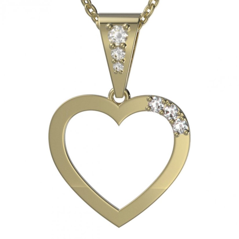BG zlatý diamantový přívěšek srdíčko 1262 Žluté zlato - 585 Diamant lab-grown