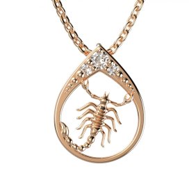 BG zlatý diamantový přívěšek Štír 047 Růžové zlato 585 (30-90dní) Diamant lab-grown