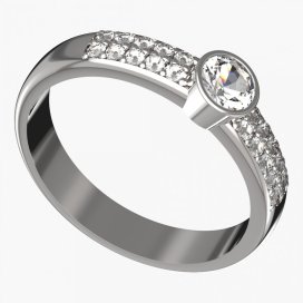 BG zlatý prstýnek 722 Bílé zlato - 585 Bílý kubický zirkon