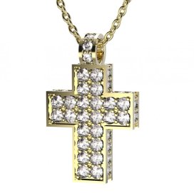 BG zlatý přívěšek křížek 917 Žluté zlato - 585 Diamant