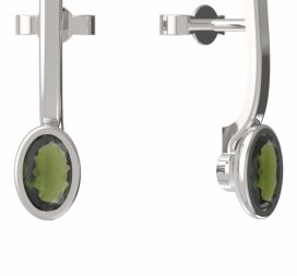 BG vltavínové náušnice 559 Bílé zlato - 585 Vltavín